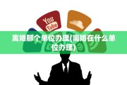 离婚那个单位办理(离婚在什么单位办理)