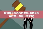 离婚拥有抚养权的好处(离婚有抚养权的一方有什么优势)