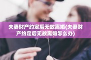 夫妻财产约定后无故离婚(夫妻财产约定后无故离婚怎么办)