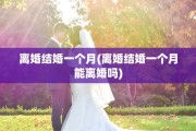 离婚结婚一个月(离婚结婚一个月能离婚吗)
