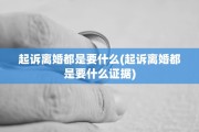 起诉离婚都是要什么(起诉离婚都是要什么证据)