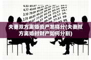 夫妻双方离婚资产怎样分(夫妻双方离婚时财产如何分割)