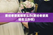 要给老婆离婚怎么办(要给老婆离婚怎么办呢)