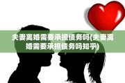 夫妻离婚需要承担债务吗(夫妻离婚需要承担债务吗知乎)