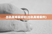 出轨离婚案经验(出轨离婚案件)