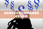 收到离婚起诉怎么办(收到离婚起诉怎么办理)