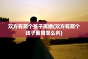 双方有两个孩子离婚(双方有两个孩子离婚怎么判) 双方有两个孩子离婚(双方有两个孩子离婚怎么判)