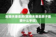 离婚夫妻卖房(离婚夫妻卖房子需要什么手续)