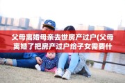 父母离婚母亲去世房产过户(父母离婚了把房产过户给子女需要什么手续)