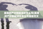 离婚财产分割起诉状怎么写(离婚财产分割起诉状怎么写模板范文)
