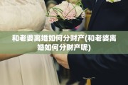 和老婆离婚如何分财产(和老婆离婚如何分财产呢)