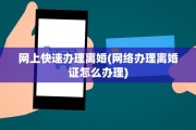 网上快速办理离婚(网络办理离婚证怎么办理)