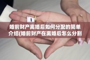 婚前财产离婚后如何分配的简单介绍(婚前财产在离婚后怎么分割)
