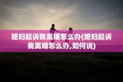 媳妇起诉我离婚怎么办(媳妇起诉我离婚怎么办,如何说)