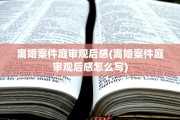 离婚案件庭审观后感(离婚案件庭审观后感怎么写)
