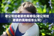 老公写给老婆的离婚信(老公写给老婆的离婚信怎么写)