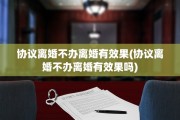 协议离婚不办离婚有效果(协议离婚不办离婚有效果吗)