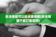 非法婚姻可以起诉离婚那(非法婚姻不能打官司吗)