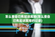 怎么查自已有起诉离婚(怎么查自已有起诉离婚的记录)