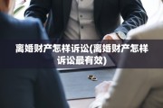 离婚财产怎样诉讼(离婚财产怎样诉讼最有效)