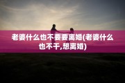 老婆什么也不要要离婚(老婆什么也不干,想离婚)
