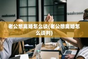 老公想离婚怎么谈(老公想离婚怎么谈判)