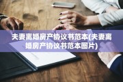 夫妻离婚房产协议书范本(夫妻离婚房产协议书范本图片)