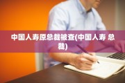 中国人寿原总裁被查(中国人寿 总裁)