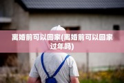离婚前可以回家(离婚前可以回家过年吗)