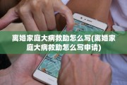 离婚家庭大病救助怎么写(离婚家庭大病救助怎么写申请)