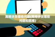 离婚涉及哪些问题(离婚涉及哪些问题和困难)
