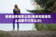 老婆闹离婚怎么劝(老婆闹离婚怎么劝都不行怎么办)