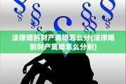 法律婚前财产离婚怎么分(法律婚前财产离婚怎么分割)