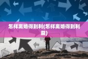 怎样离婚得到利(怎样离婚得到利益)