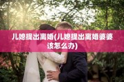 儿媳提出离婚(儿媳提出离婚婆婆该怎么办)