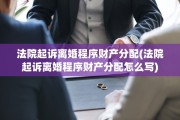 法院起诉离婚程序财产分配(法院起诉离婚程序财产分配怎么写)