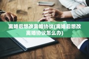 离婚后想改离婚协议(离婚后想改离婚协议怎么办)