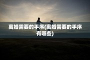 离婚需要的手序(离婚需要的手序有哪些)