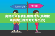离婚把所有责任推给对方(离婚把所有责任推给对方怎么办)