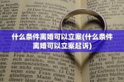 什么条件离婚可以立案(什么条件离婚可以立案起诉)