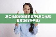 怎么挽救要离婚的妻子(怎么挽救要离婚的妻子呢)