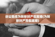 诉讼期间为转移财产假离婚(为转移财产而假离婚)