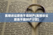 离婚诉讼原告不提财产(离婚诉讼原告不提财产分割)