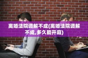 离婚法院调解不成(离婚法院调解不成,多久能开庭)