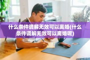 什么条件调解无效可以离婚(什么条件调解无效可以离婚呢)