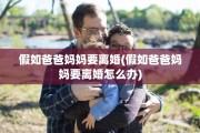 假如爸爸妈妈要离婚(假如爸爸妈妈要离婚怎么办)