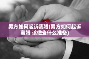 男方如何起诉离婚(男方如何起诉离婚 该做些什么准备)