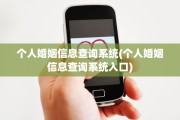 个人婚姻信息查询系统(个人婚姻信息查询系统入口)