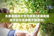 夫妻离婚孩子女方抚养(夫妻离婚孩子女方抚养能不能改姓)