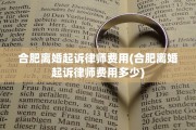合肥离婚起诉律师费用(合肥离婚起诉律师费用多少)
